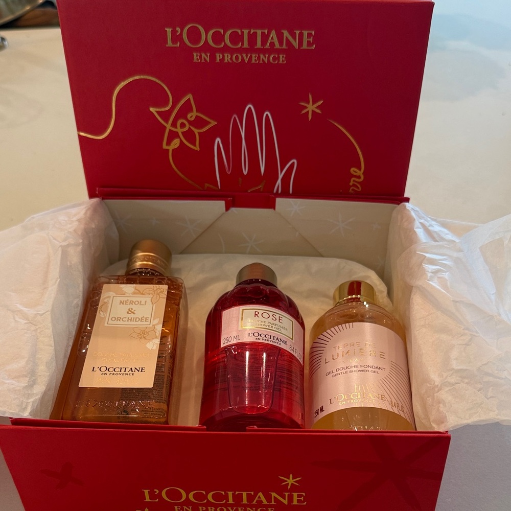 L'OCCITANE Shower Gel Gift Set with Rose, Neroli, terre de lumiere.